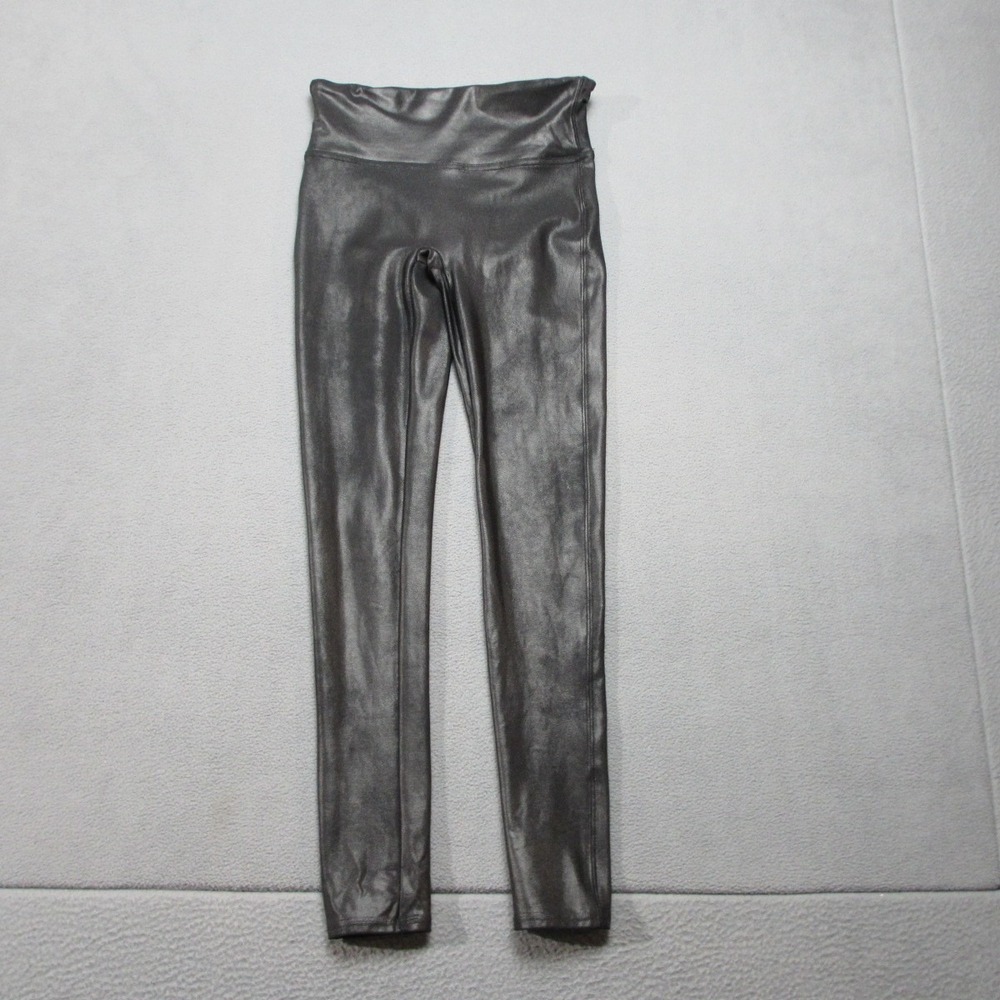 Spanx Leggings Womens Small Black Faux Leather Stretch Low Rise Pull On